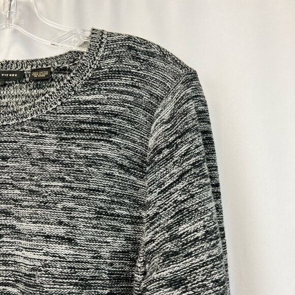 Jeanne Pierre Womens Tunic Sweater Black White Marled Long Sleeve Pockets L - Picture 4 of 9